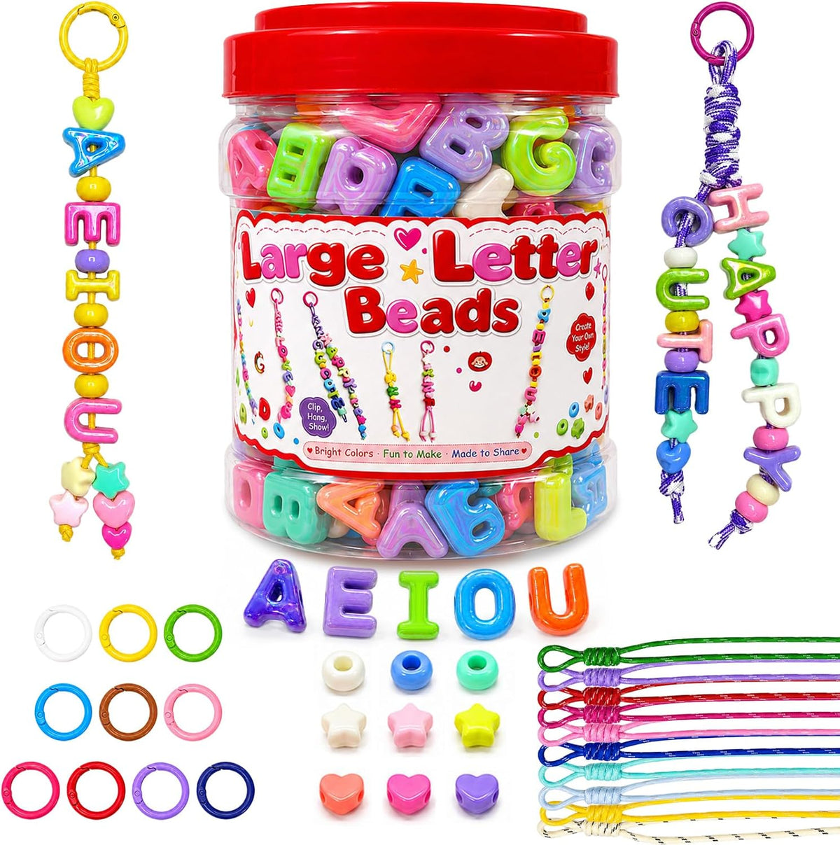 kasmena 420pcs chunky large letter beads diy keychain, main product view