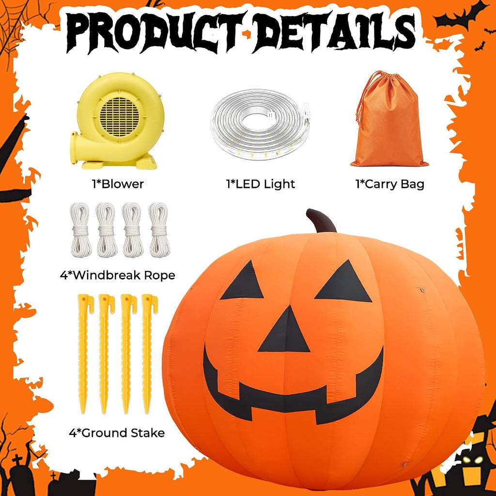 giant 10ft halloween inflatables pumpkin decorations, blow up, package contents