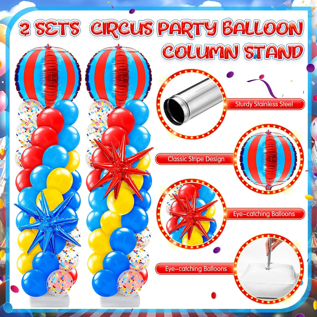 2 sets circus party decorations carnival balloon column, close-up detail