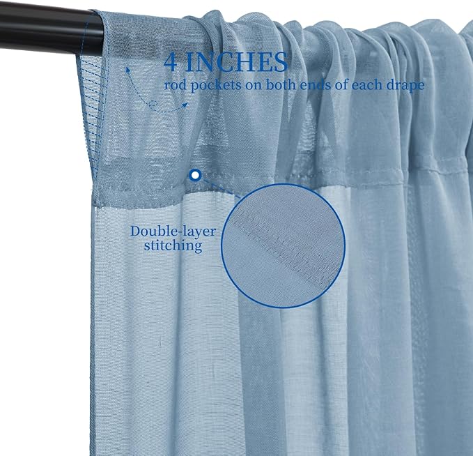 6 Panels Dusty Blue Ceiling Drapes for Wedding, 5ftx10ft Ceiling Drapes Cheesecloth Sheer Fabric Curtain Wedding Arch Draping Fabric Romantic Ceilings Decorations for Weddings Party Ceremony Stage