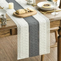 Artoid Mode Dark Grey Farmhouse Rustic Table Runner, Seasonal Holiday Hollow Kitchen Dining Table Decoration for Home Party Decor 12x120 Inch