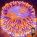 LAMPHOME 33ft Halloween Decorative Mini Lights, 100 LED Transparent Wire Fairy Starry String Lights Plug in, 12 Lighting Modes, for Halloween Decoration Outdoor Party Decoration (Orange and Purple)