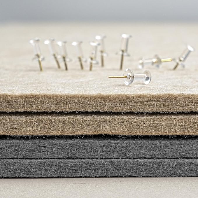 Bulletin Board, 36 x 24 Inches Felt Pin Board - Decorative Cork Alternative for Wall, 3' x 2' Foldable Picture Self-Adhesive Vision Prayer Board With 20 Pushpins - Gray