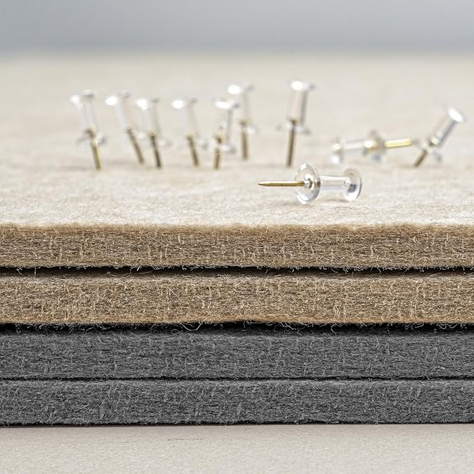 Large Bulletin Board - 48 x 36 Inches, Decorative Felt Pin Board for Wall - 4' x 3' Foldable Photo Display Board with Self-Adhesive Tape, Includes 20 Push Pins - Gray