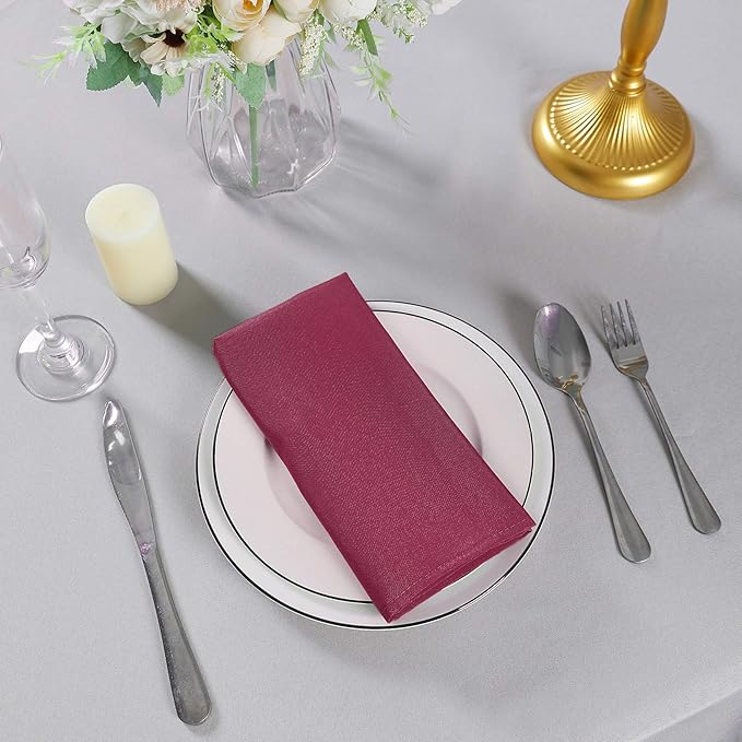 Cloth Napkins 20x20 inch Washable Polyester Dinner Napkins Soft Table Napkins for Wedding Party Dining Banquet(Burgundy,100PCS)