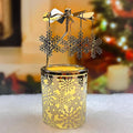 iLaJao Rotary Tea Light Carousel Angel Rotary Candle Holders Spinning Tealight Holders Christmas Decoration for Tabel Centrepieces Gift for Mom Women Wife Birthday-6 ¼ Inch Tall (Snowflake)