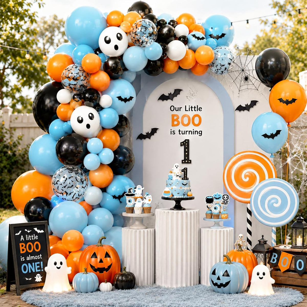 Spooky One Birthday Decorations Boy,123pcs Halloween 1st Birthday Party Decor...
