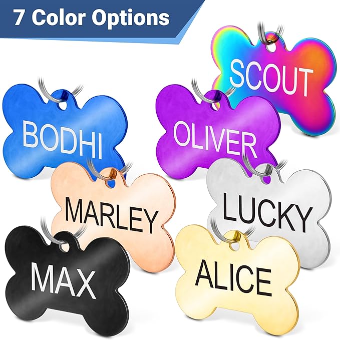 GoTags Stainless Steel Pet ID Tags, Personalized Dog Tags and Cat Tags, up to 8 Lines of Custom Text, Engraved on Both Sides, in Bone, Round, Heart, BowTie and More (Ranger Badge, Regular (Pack of 1))