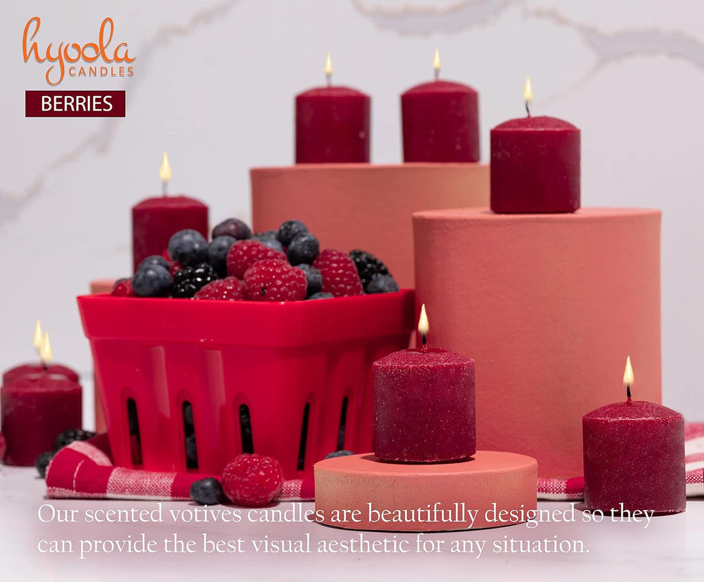 HYOOLA Scented Votive Candles - Berries Votive Candles -12 Hour Burn Time - 9 Pack - European Made