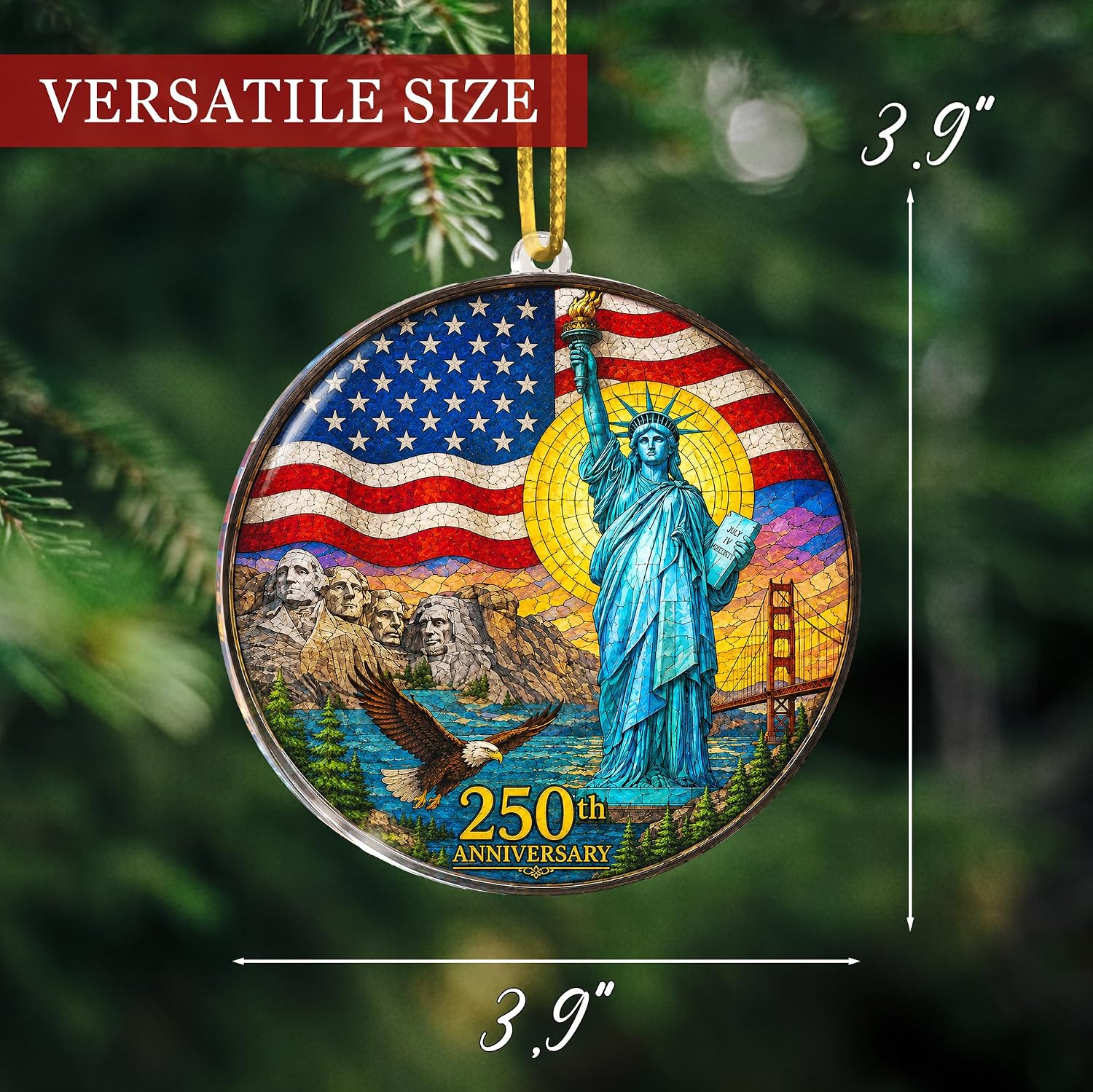 250 Anniversary USA Ornament, 2D Acrylic America Merchandise 250, Christmas in July Decorations, Christmas Decorations, USA 250th Anniversary, USA 250th Birthday Gifts
