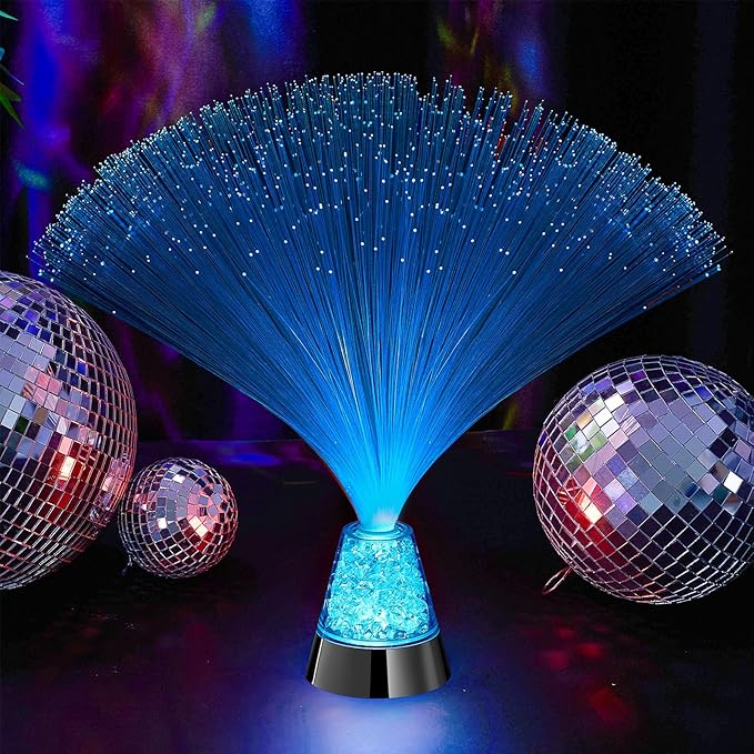 Patelai 10 Pcs LED Fiber Optic Lamp Color Changing Fiber Optic Night Light with Multicolor Glow Decorative Table Centerpiece for Sensory Bedroom Halloween Party Holiday Decorations (Novel,Blue)