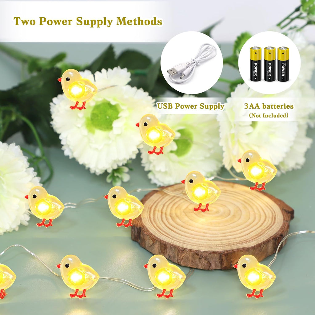 Impress Life Chicken String Lights, 10ft 30 LED Cute Fairy Lights Battery Operated & USB Powered, Remote & Timer Indoor Outdoor Decor Lights for Home Garden Bedroom