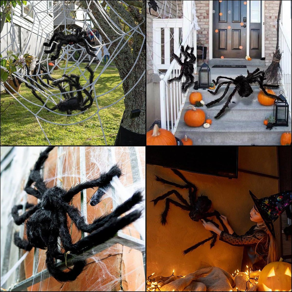 8Pcs Giant Halloween Spiders Decorations Indoor Realistic Hairy Halloween Spi...