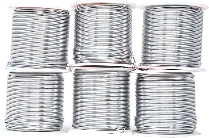 Mandala Crafts 18 Gauge Anodized Aluminum Craft Wire for Jewelry Making - 450 FT Colored Flexible Silver Combo Wire - Bendable for Bonsai Armature Crafting Sculpting
