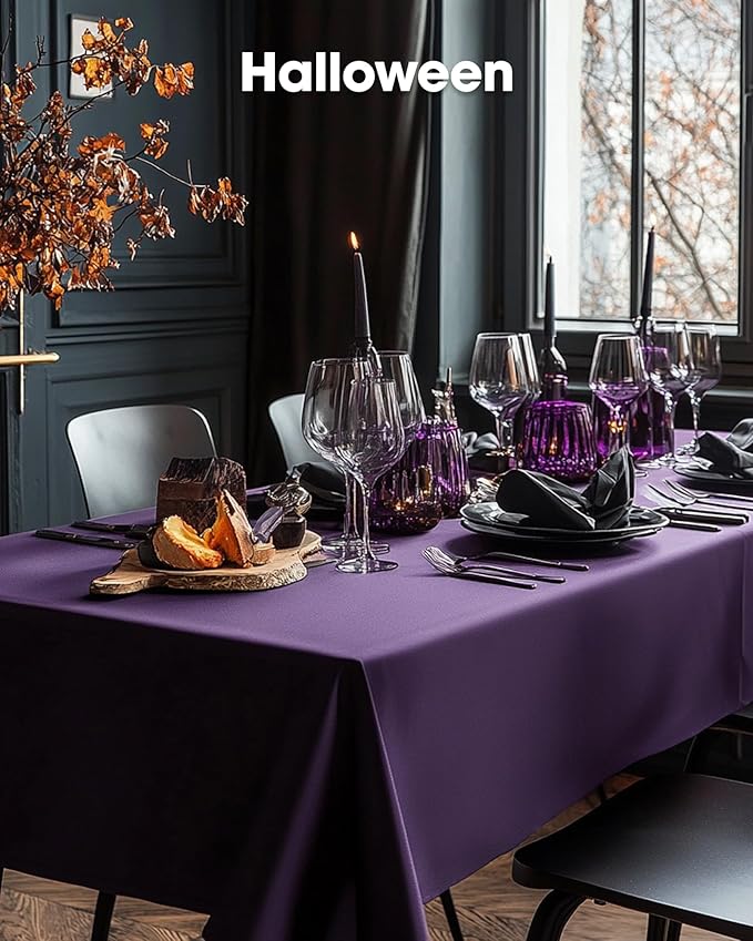 Pureegg Plastic Table Cloth Disposable 10 Pack, 54 x 108 Inch Table Cloths, Halloween Party Decorations, Summerween Decor, Halloween Tablecloths, Rectangle, Plastic Cover, Leakproof & Sturdy, Purple