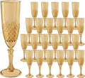 Plastic Champagne Flutes, 24PCS Gold Wine Glasses Goblets Cups Reusable Flute, for Weddings Bachelor Parties Toasting and Events(24, Gold)