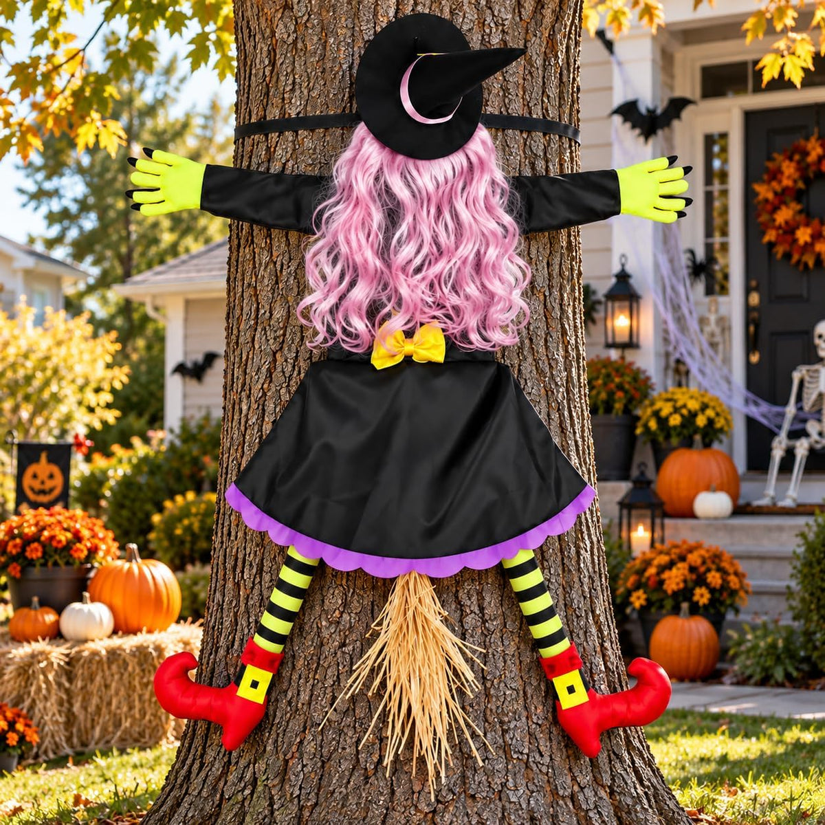 53" Crashing Witch Halloween Decorations Outdoor, Funny Witch Yard Decor...