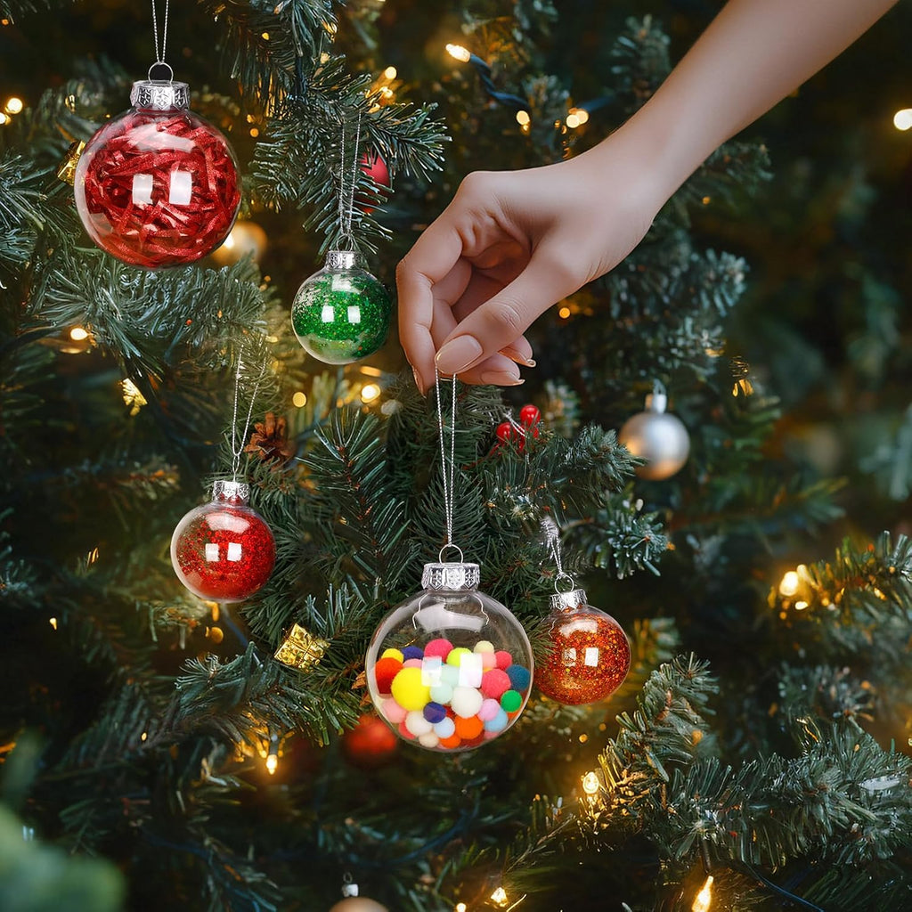 12 Pack Clear Plastic Fillable Ornament Ball 3.15''/80mm for Christmas,Holiday, Wedding,Home Decor