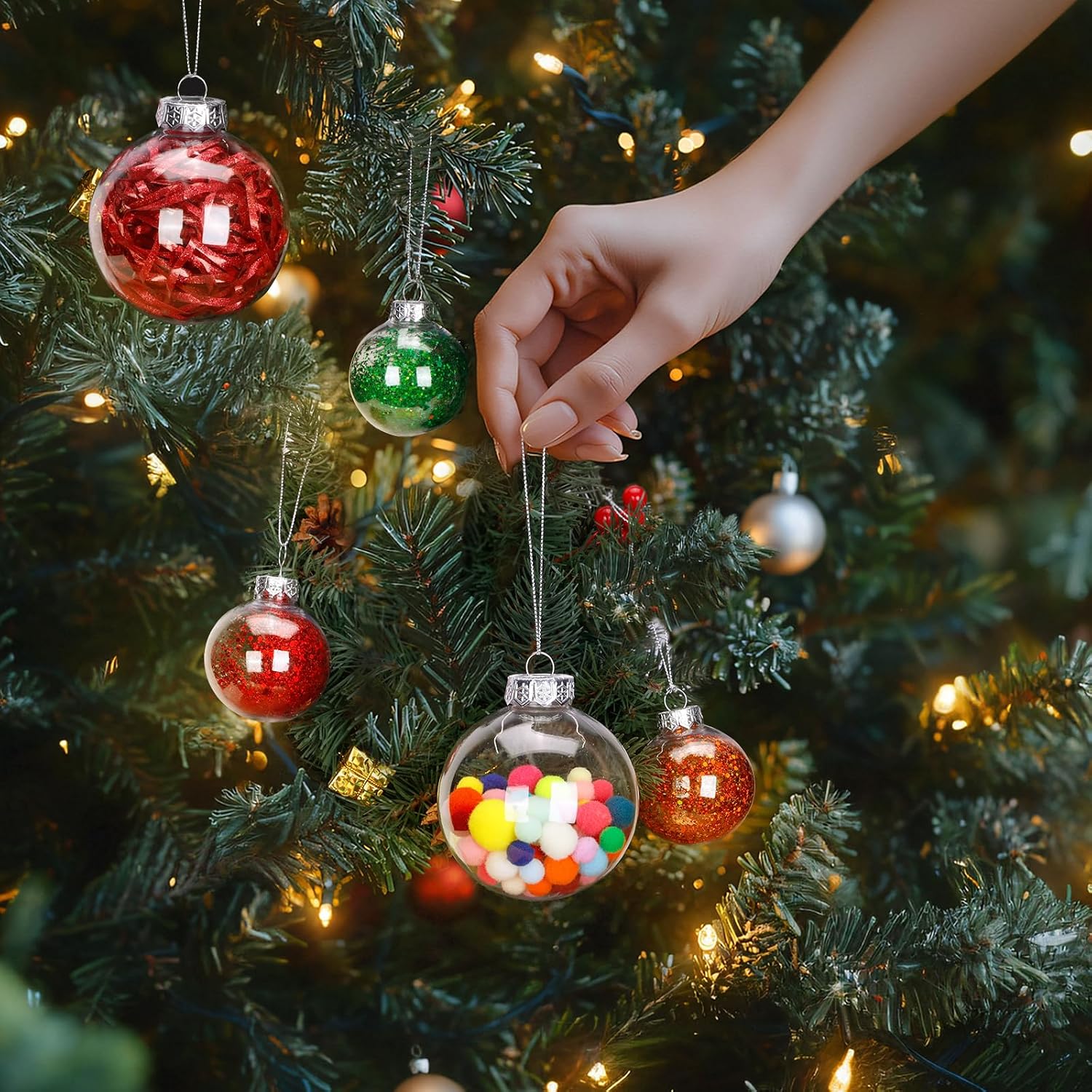 12 Pack Clear Plastic Fillable Ornament Ball 3.15''/80mm for Christmas,Holiday, Wedding,Home Decor