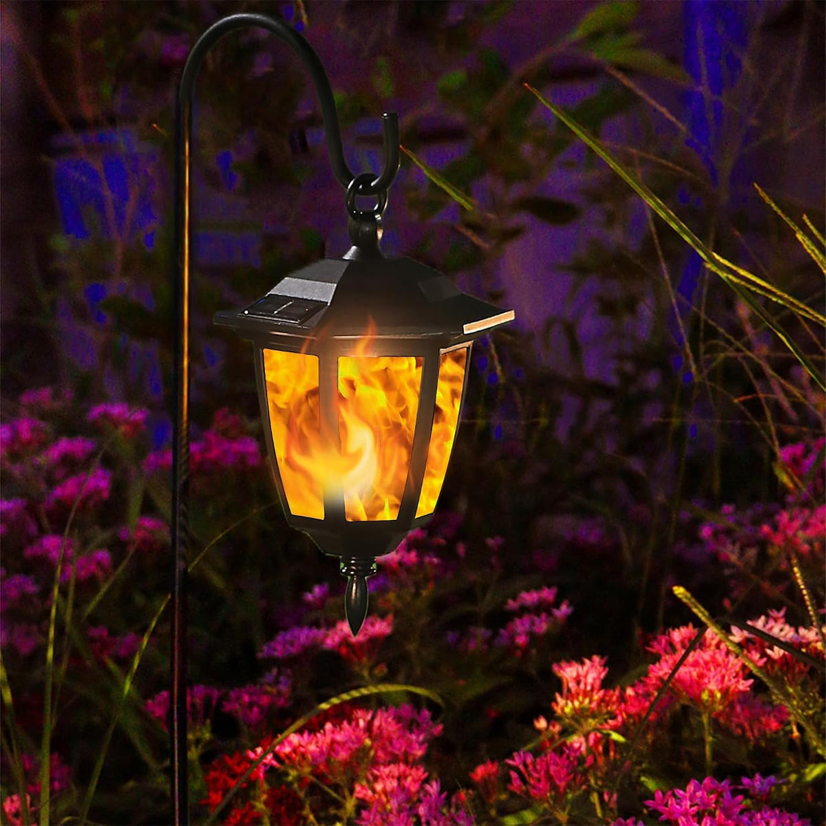 Dynaming 4 Pack Solar Flame Hanging Lights Outdoor, Halloween Solar Flickerin...