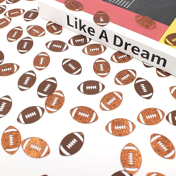 200PC Football Confetti for Table,Football Baby Shower Decorations, Football Birthday Party Decorations,Football Themed Party Supplies