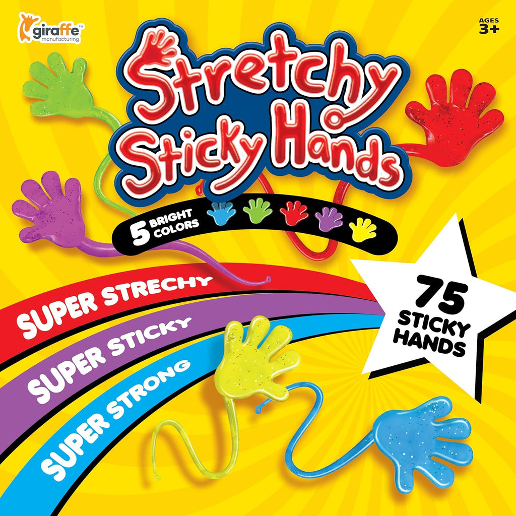 Giraffe 75 Pcs Bulk Sticky Hands for Kids – Stretchy Slap Hands Kids Summer Party Favors Bulk, Classroom Rewards, Birthday Prizes, Small Halloween Toys for Boys, Goodie Bag Stuffers for Kid