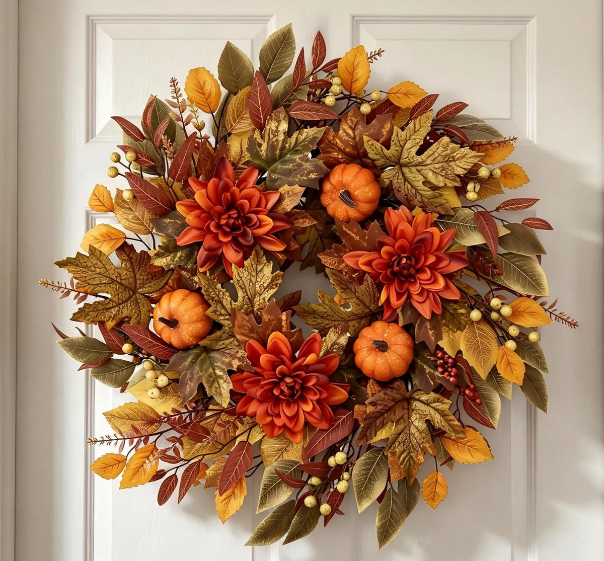fall wreath for front door, 25inch harvest wreath, main product view