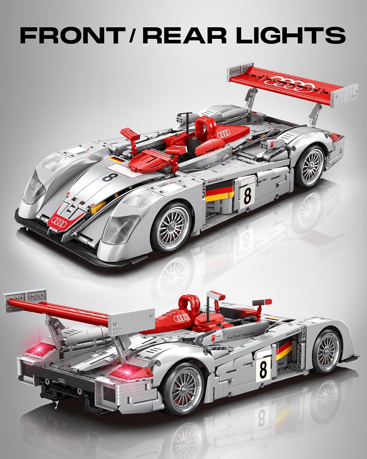 mocburiku audi r8 lm-p 24h le mans winner showing dimensions