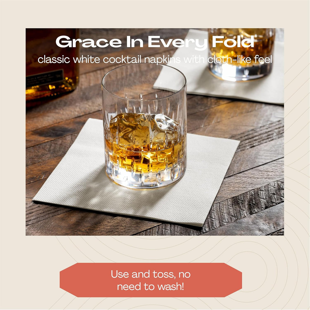 200 Linen-Feel Dessert And Beverage Napkins - Disposable Cloth-Like Cocktail ...