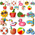 Chunful 36 Pieces Summer Tree Ornaments Christmas in July Wood Hanging Decoration Beach Wooden Slices Winter Tree Ornaments with String for Luau Hawaiian Party Supplies (Pool Style)