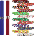 24pcs Christmas Wrapping Paper Roll Holder Clips, 8.7x1.2in Holiday Flip Wraps 12 Designs Gift Wrap Strips Flip Stabilizer Slap Bands for Xmas Poster Wrapping Organization Storage