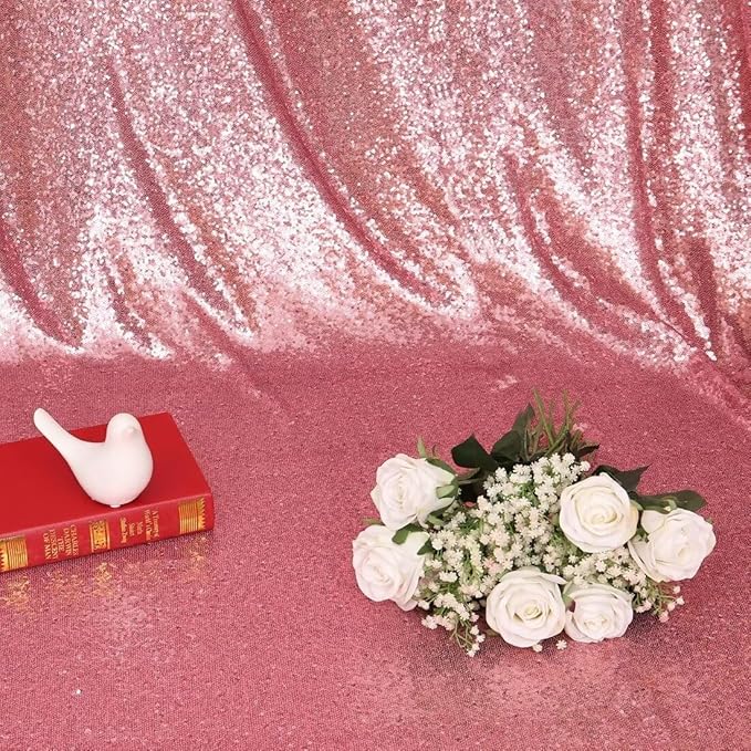 Eternal Beauty Sequin Backdrop Curtains, 2x8 Ft-2 Panels Fuchsia Pink Back Drop for Shimmer Photography Party Wedding Birthday Decor