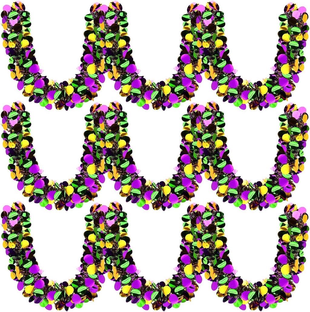 MARFOREVER Mardi Gras Tinsel Garland Mardi Gras Decorations Purple Green Gold Metallic Twist Garlands Carnival Hanging Ornament for Carnival Party Indoor Outdoor Home Supplies Decor, 3 Pcs 19.7 FT