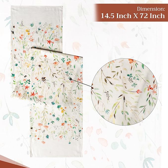 Maison d' Hermine Table runner 100% Cotton Double Layer Table Runners 72 inches long Decorative for Home Kitchen Dining Party Baby Shower Wedding Bridal Shower Spring Summer (Colmar, 14.50" x 72")