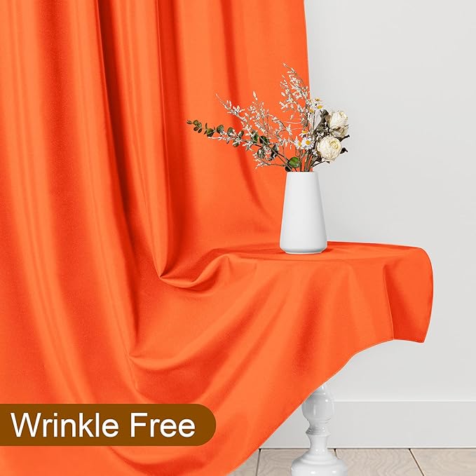DWCN 10x8 FT Orange Backdrop Curtains for Parties, Photography Backdrop Drapes with Rod Pockets for Wedding Decorations Stage Birthday Family Gatherings, 2 Panels 5ft x 8ft
