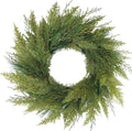 20” green faux norfolk pine christmas winter wreath, main product view
