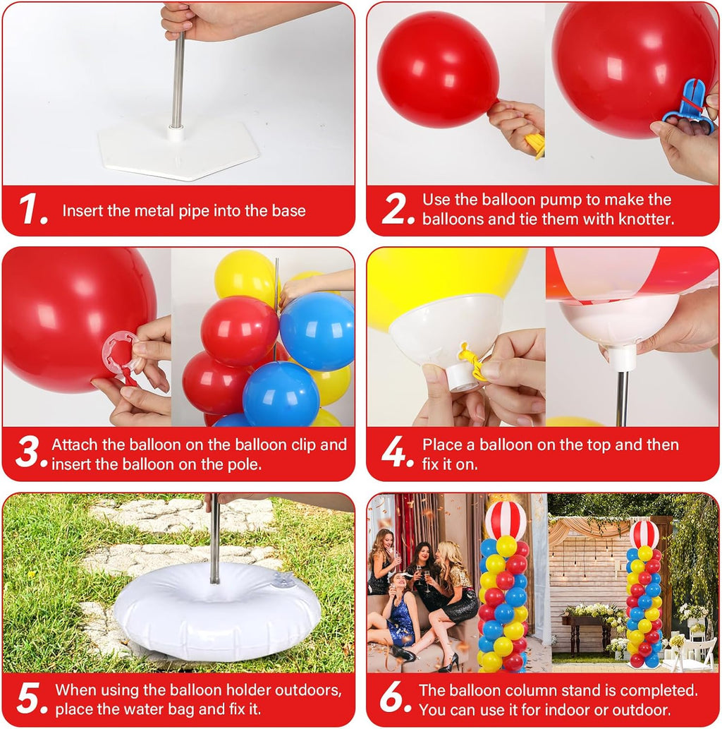 2 sets carnival circus balloon column stand kit showing dimensions
