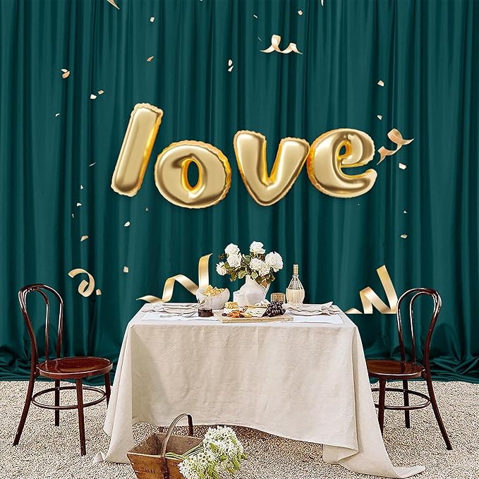 MEETSKY 10ft x 8ft Hunter Green Backdrop Curtains for Parties Wedding Curtain Rod Pocket Dark Green Photo Backdrop Sliding Drapes Backdrop Curtains for Photography, 5ft x 8ft, 2 Panels