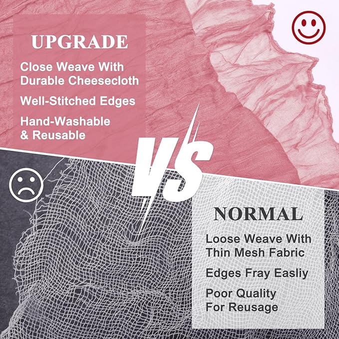 Asee'm 3pcs Cheesecloth Table Runner 120 Inches Dusty Rose Boho Gauze Cheese Cloth Runner 10FT Rustic Sheer Table Runners for Summer Wedding Baby Shower Holiday Party Decoration