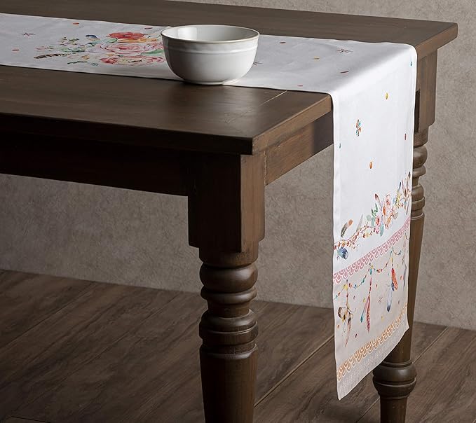 Maison d' Hermine Table Runner 100% Cotton Single Layer Table Runners 72 inches Long Decorative for Home Kitchen Dining Party Wedding Bridal Shower Spring Summer (Ibiza - Beige, 14.50" x 72")