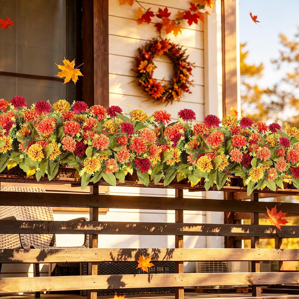homshiam 8 bunches artificial fall flowers, 64 heads showing dimensions