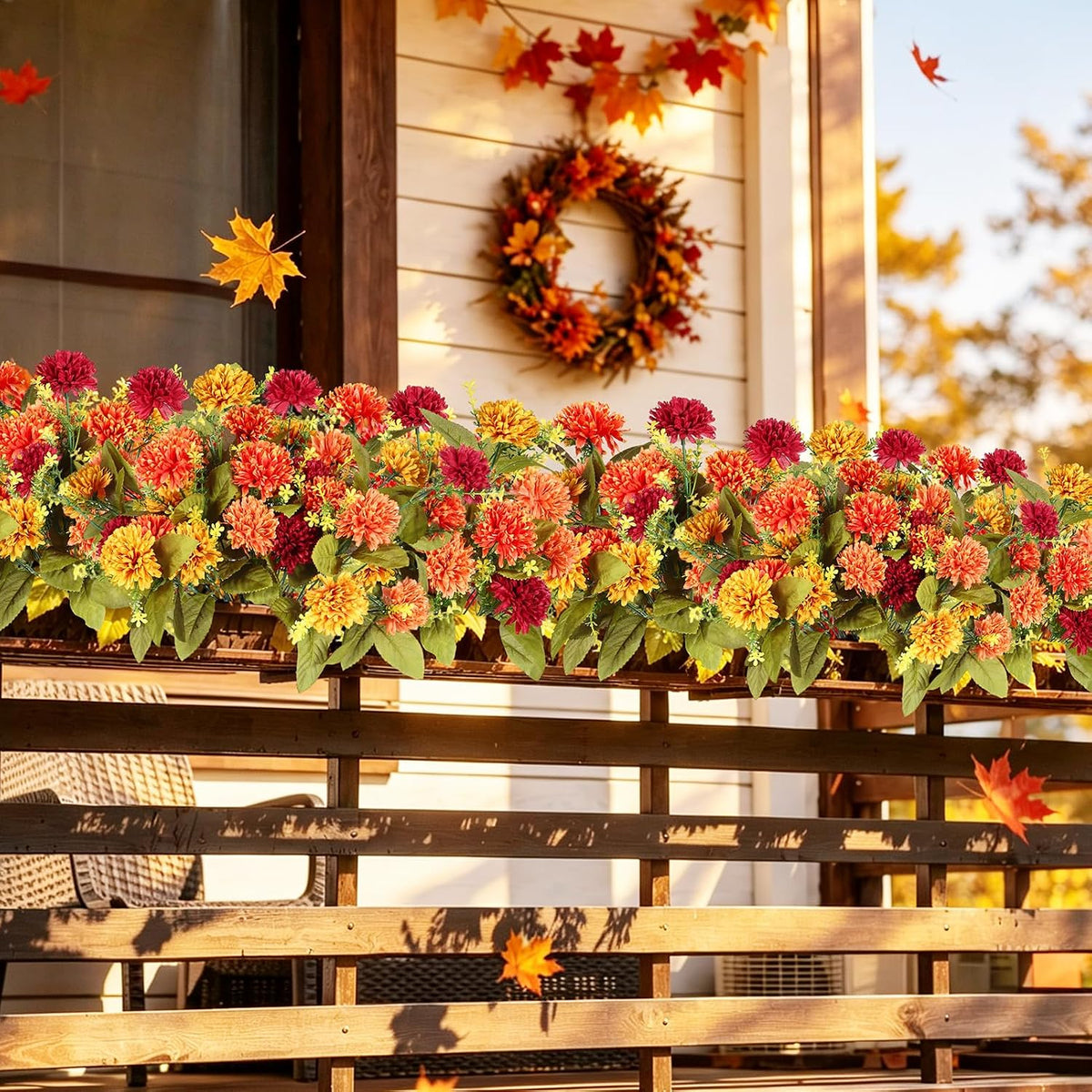 homshiam 8 bunches artificial fall flowers, 64 heads showing dimensions