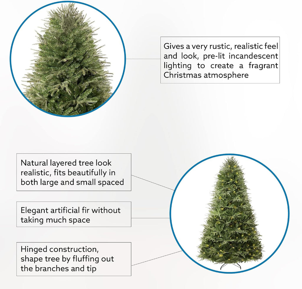 naomi home camden 7.5 ft pre-lit christmas tree, side view