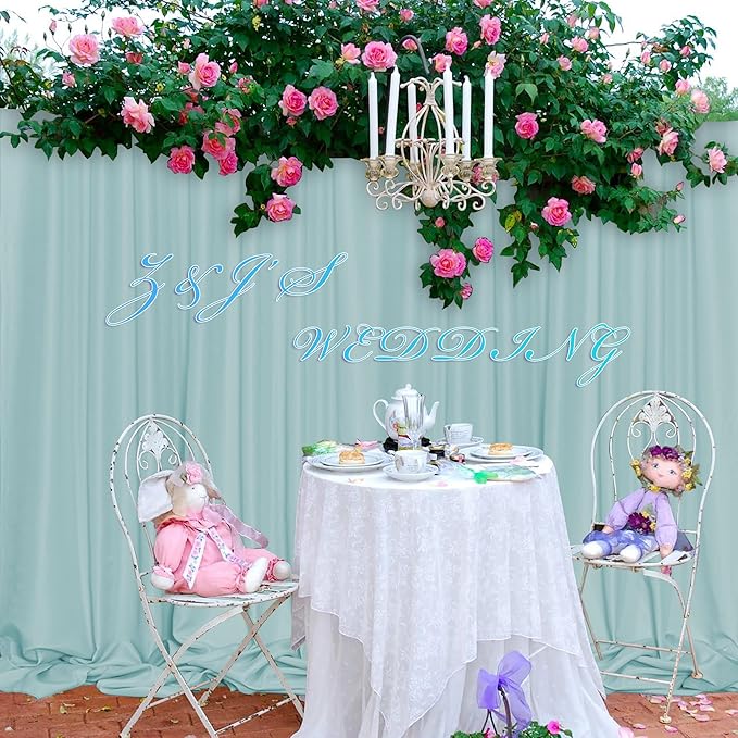MEETSKY Light Green Backdrop Curtains 10ft x 10ft for Wedding Birthday Baby Shower Photography Backdrop Fabric Curtains Drapes Rod Pocket Light Filtering Window Drapes, 5ft x 10ft, 2 Panels