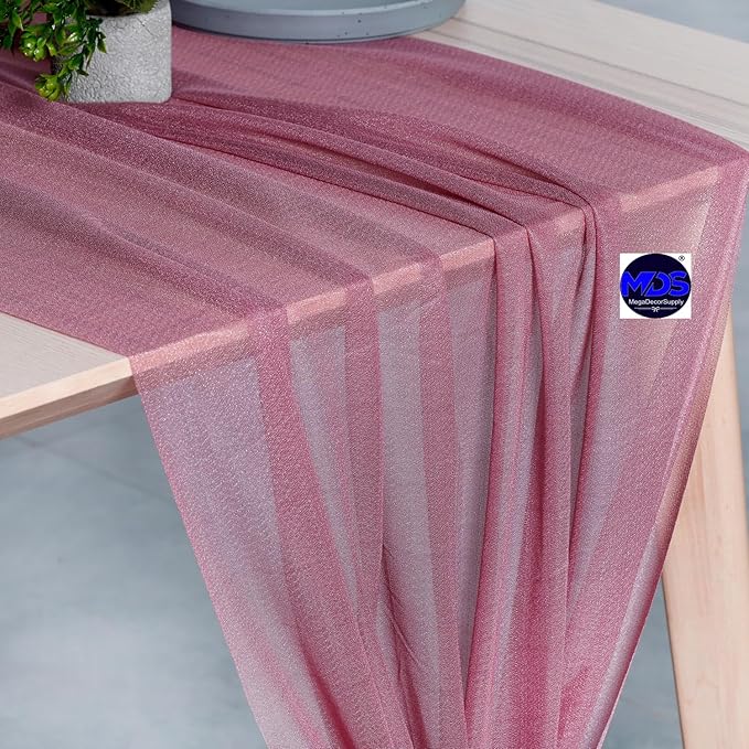 MDS Halloween Chiffon Table Runner - 15 Pack, 29 x 170 Inches, 14ft Each - Sheer Spooky Table Runners for Haunted House Parties, Trick-or-Treat Tables, Witchy Décor, Wedding & Events - mauva