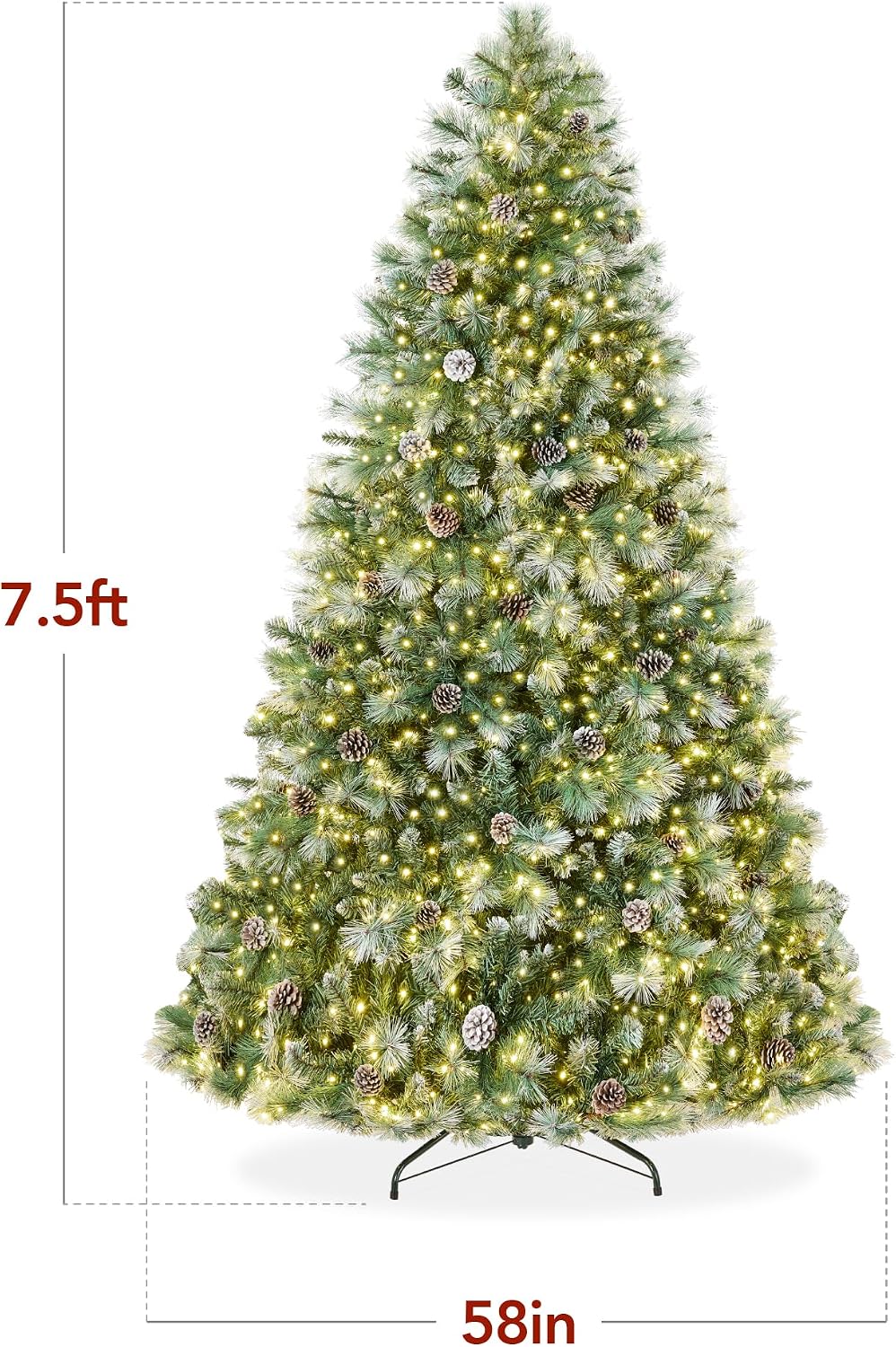 best choice products 7.5ft pre-lit scotch pine christmas shown in use