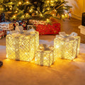 tangkula set of 3 lighted box, pre-lit festive, main product view