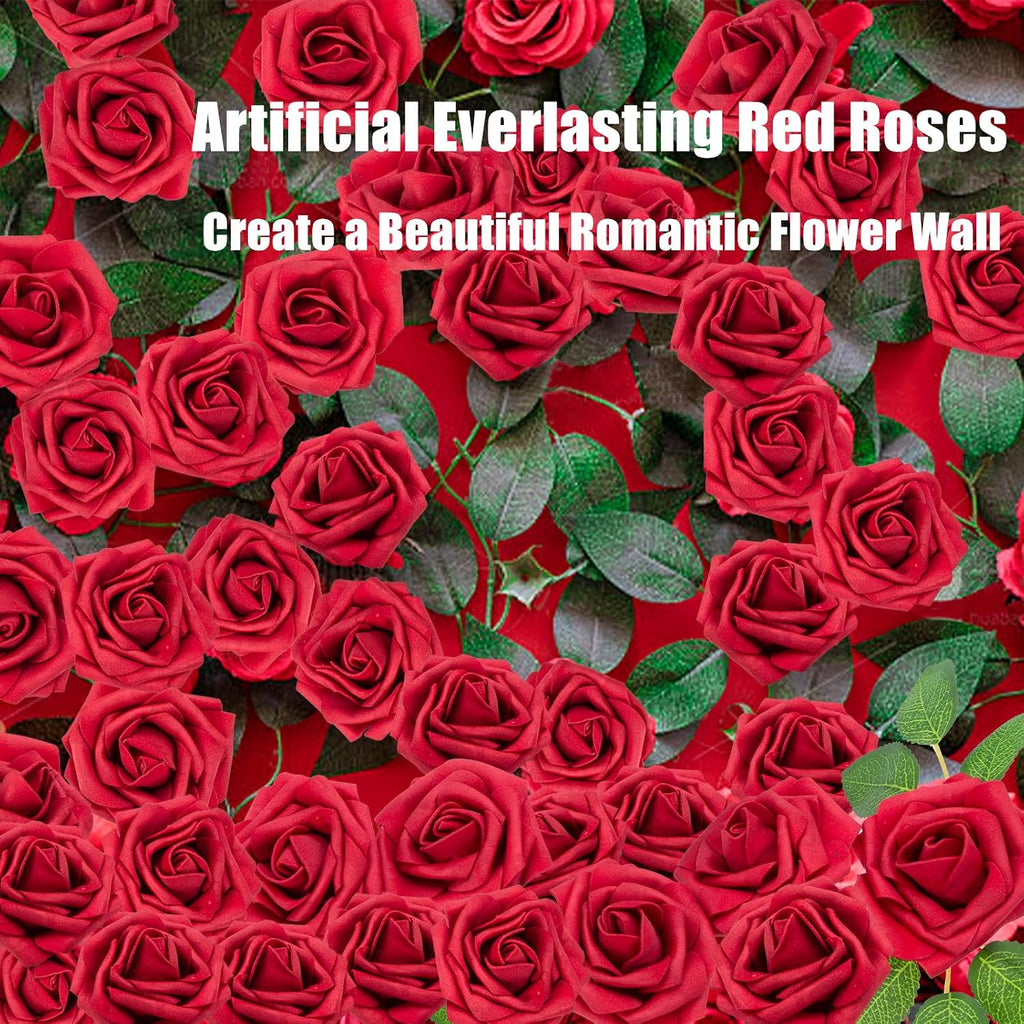cliselda 100pcs red fake roses artificial flowers foam, package contents