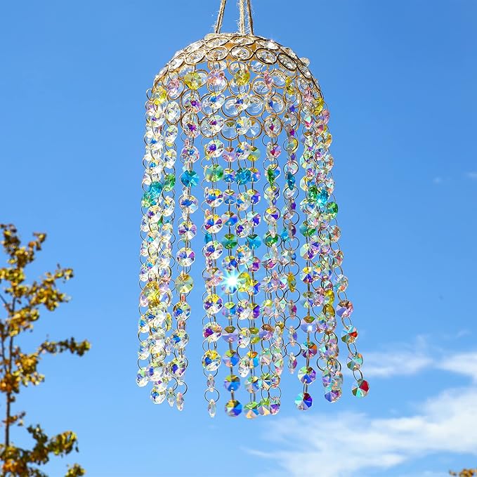 Crystal Suncatchers Window Hanging Wind Chime Garden Porch Home Wedding Party Suncatcher Rainbow Maker Crystal Glass Beads Prisms Sun Catcher