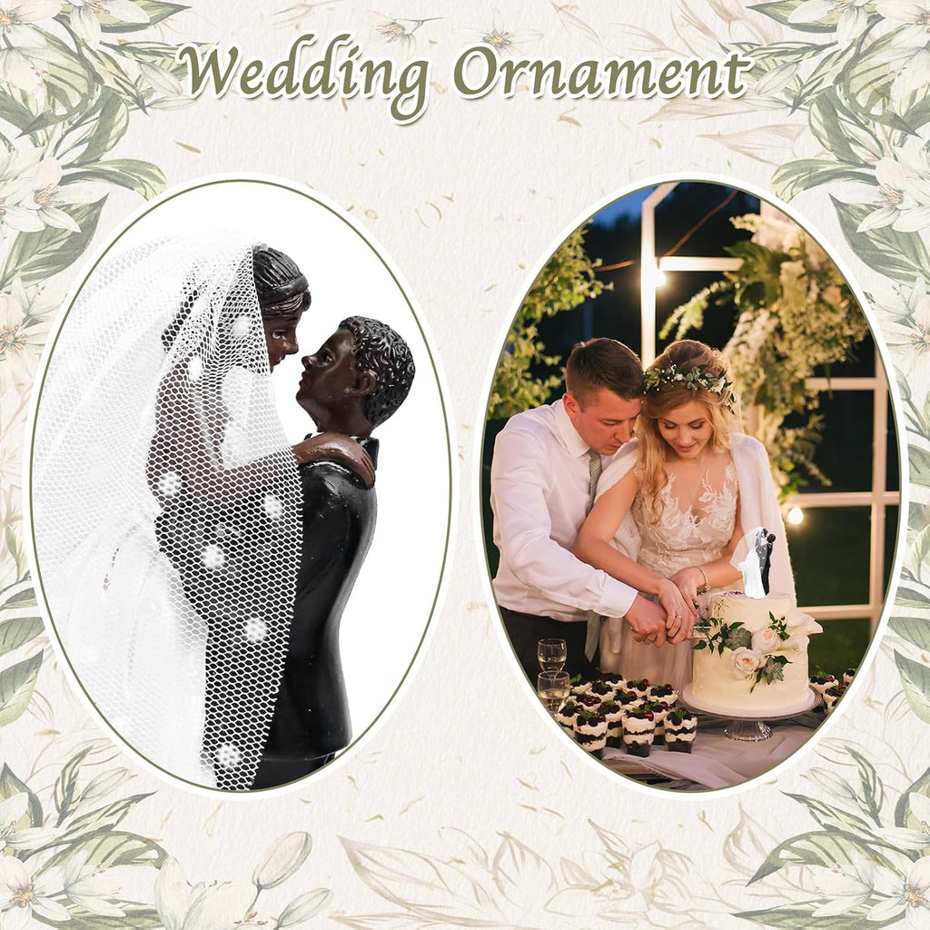 Modern Wedding Cake Toppers Bride and Groom Figurines Cake Topper for Decoration, Romantic Party Decoration, Funny Engagement Party Couple Statue Desk Decoration (Black Couple)